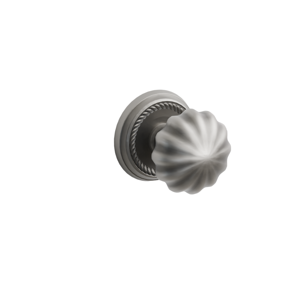 Emtek Door Handle - Melon Knob Rope Rosette - Classic Brass