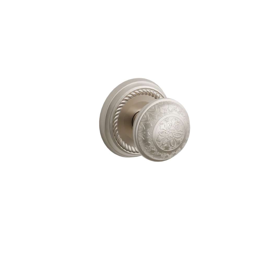 Emtek Door Handle - Lancaster Knob Rope  Rosette - Designer Brass