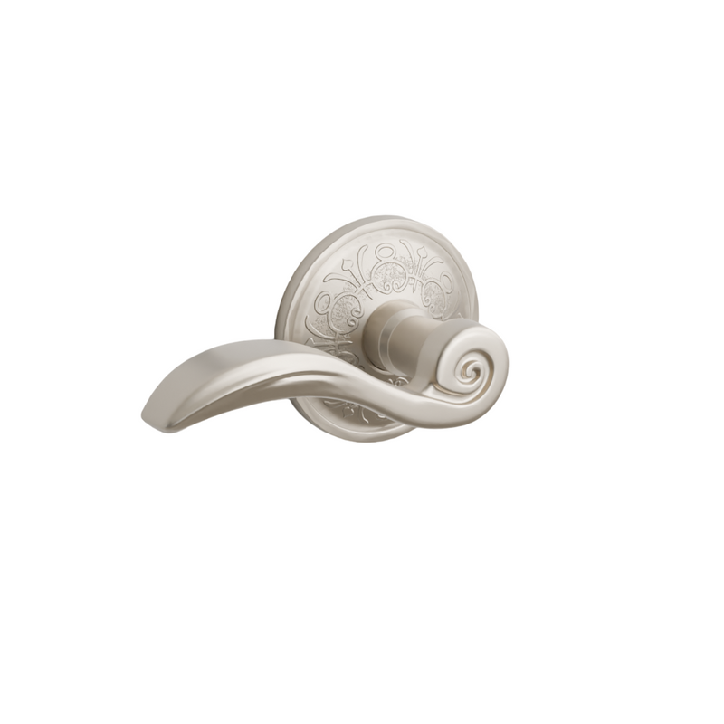 Emtek Door Handle - Elan  Lever Lancaster  Rosette - Designer Brass