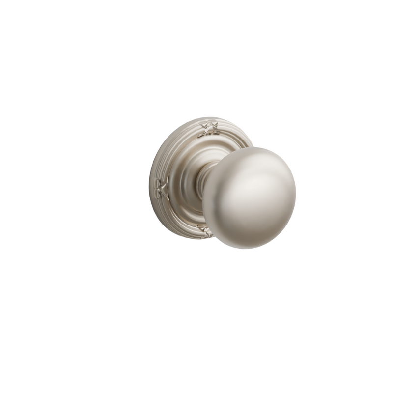 Emtek Door Handle - Providence  Knob Ribbon & Reed Rosette - Classic Brass