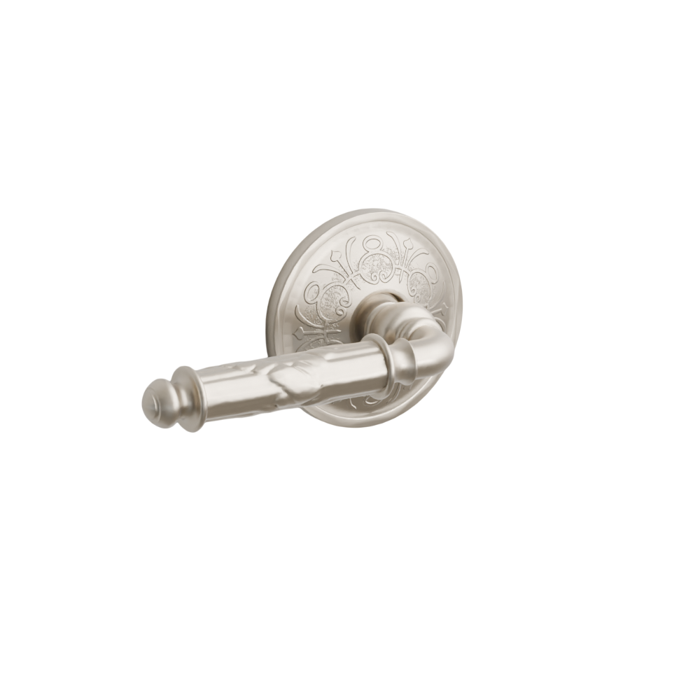 Emtek Door Handle - Ribbon & Reed Lever Lancaster  Rosette - Designer Brass