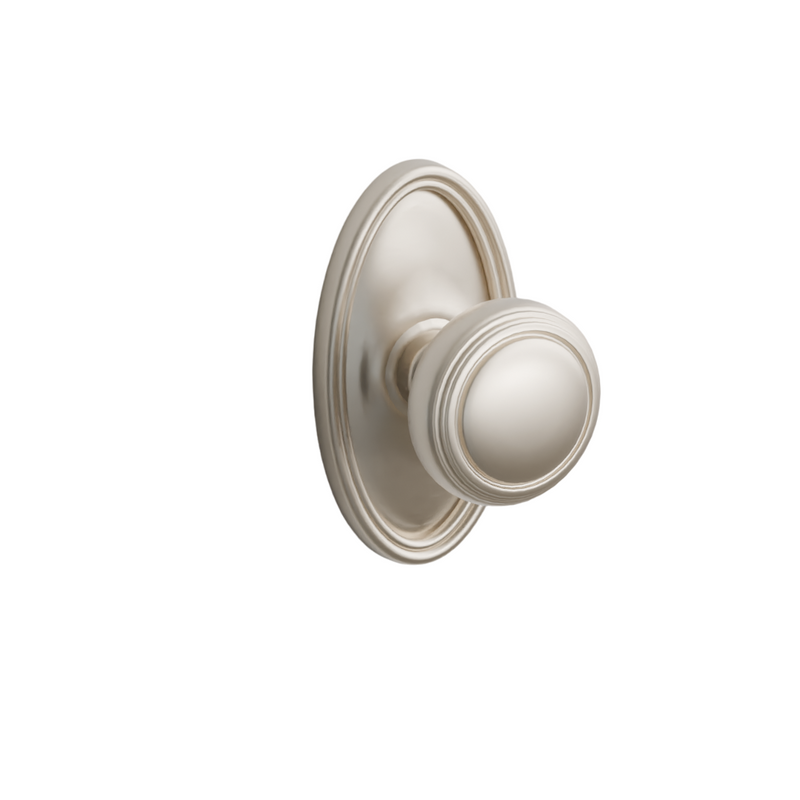 Emtek Door Handle - Norwich  Knob Oval Rosette - Classic Brass