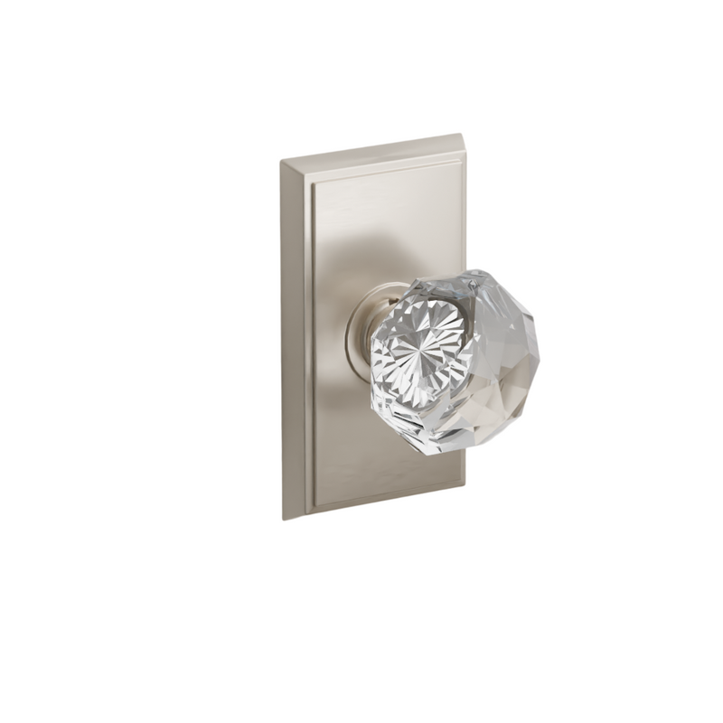 Emtek  Door Handle - Diamond Knob Rectangular Rosette - Glass