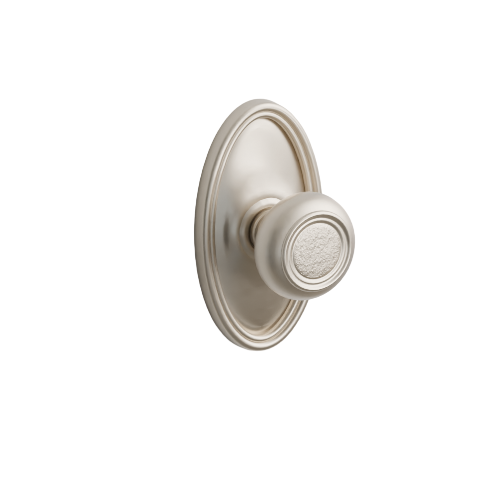 Emtek Door Handle - Belmont Knob Oval Rosette - Designer Brass
