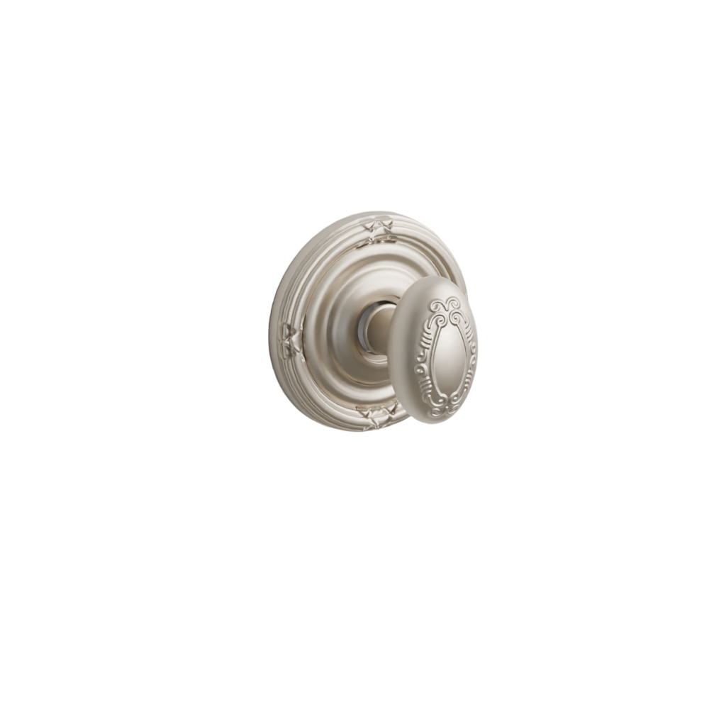 Emtek Door Handle - Victoria Knob Ribbon & Reed Rosette - Designer Brass