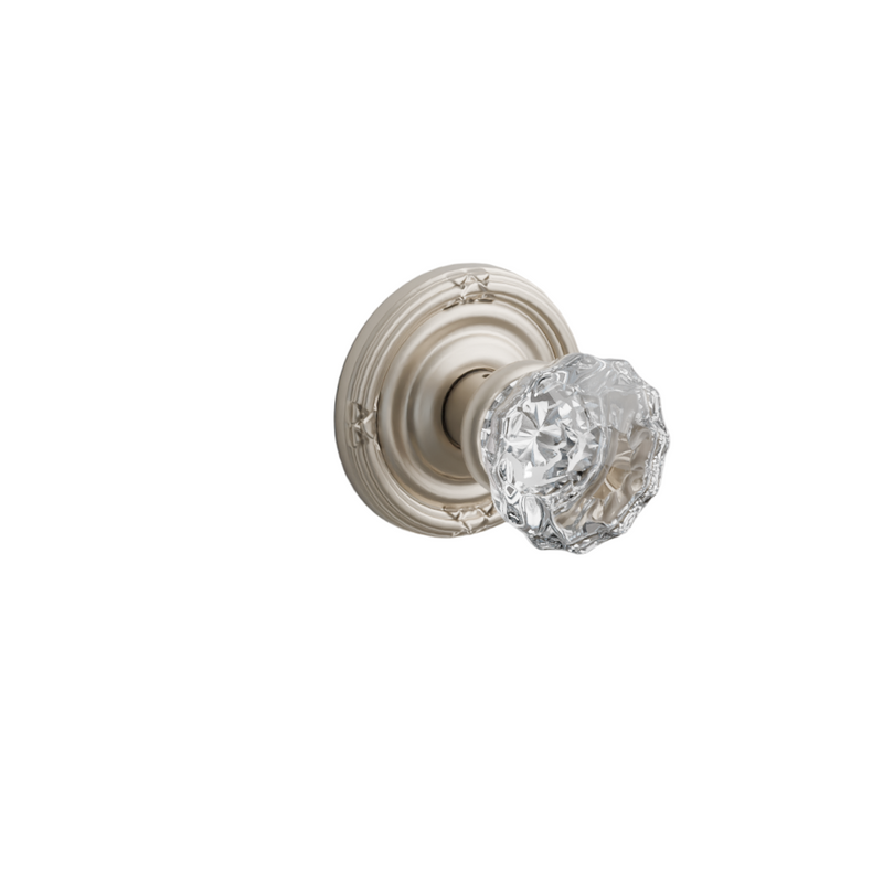 Emtek Door Handle - Astoria Knob Ribbon & Reed Rosette - Glass