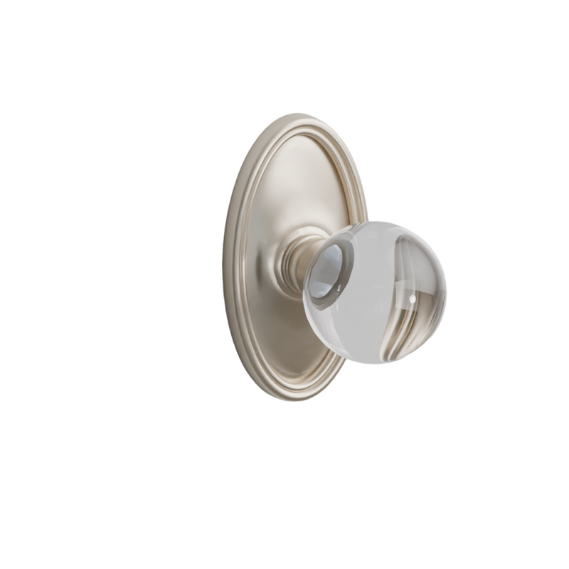 Emtek Door Handle - Bristol Knob Oval  Rosette - Glass