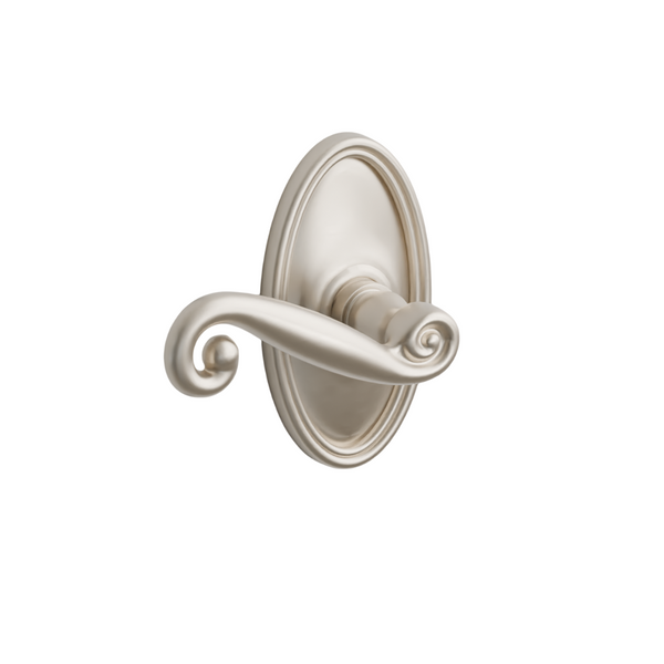 Emtek Door Handle - Rustic  Lever Oval Rosette - Designer Brass