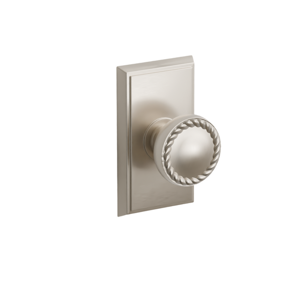 Emtek  Door Handle - Rope Knob Rectangular Rosette - Designer Brass