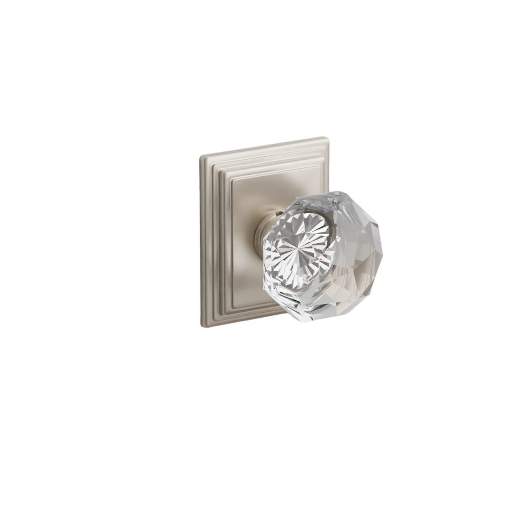 Emtek  Door Handle - Diamond Knob Wilshire Rosette - Glass
