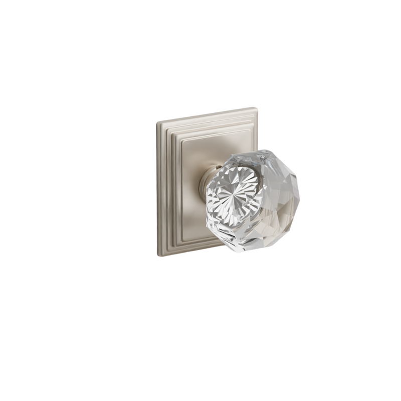 Emtek  Door Handle - Diamond Knob Wilshire Rosette - Glass