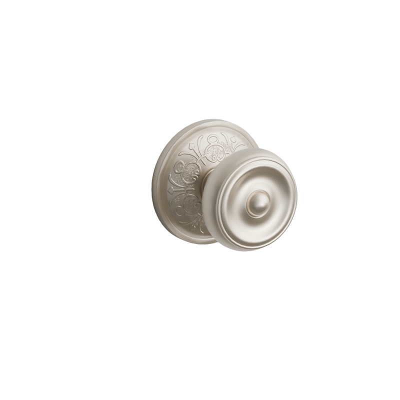 Emtek Door Handle - Waverly Knob Lancaster Rosette - Classic Brass