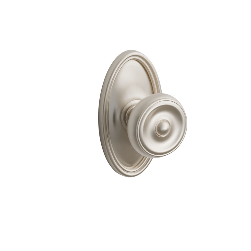 Emtek Door Handle - Waverly Knob Oval Rosette - Classic Brass