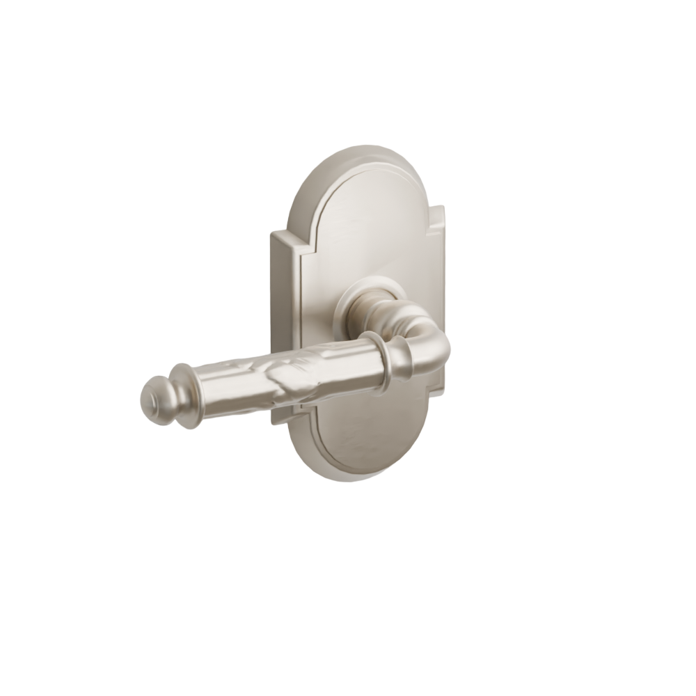 Emtek Door Handle - Ribbon & Reed Lever #8 Rosette - Designer Brass