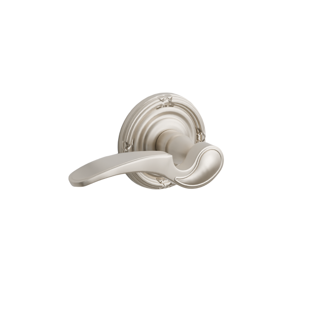 Emtek Door Handle - Coventry Lever Ribbon & Reed Rosette - Designer Brass