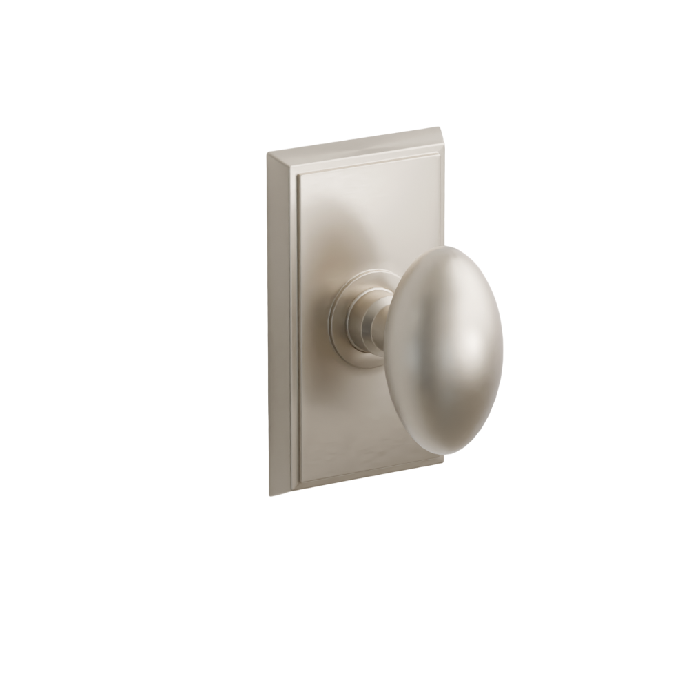Emtek  Door Handle - Egg Knob Rectangular Rosette - Classic Brass