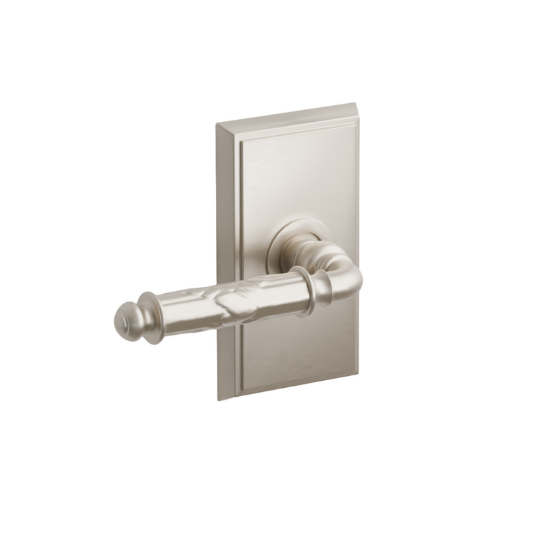 Emtek  Door Handle - Ribbon & Reed Lever Rectangular Rosette - Designer Brass