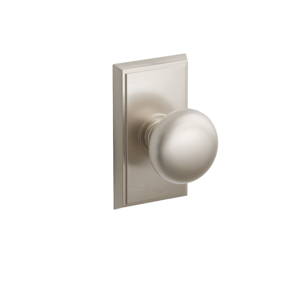 Emtek  Door Handle - Providence  Knob Rectangular Rosette - Classic Brass