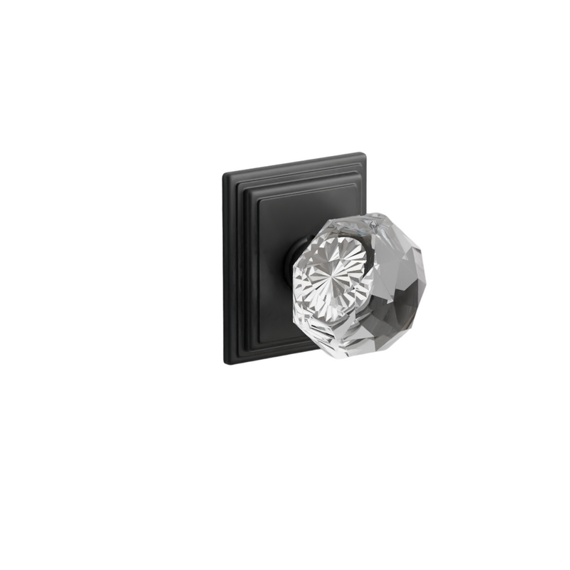 Emtek  Door Handle - Diamond Knob Wilshire Rosette - Glass