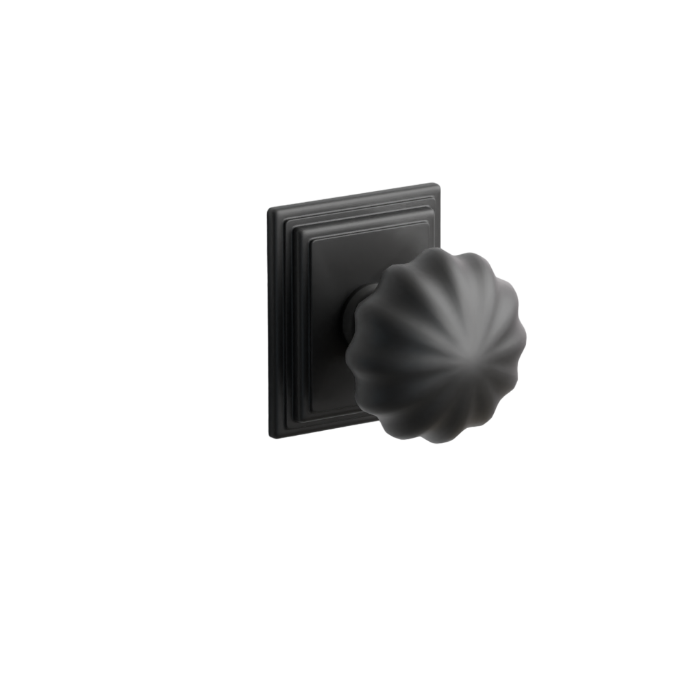 Emtek  Door Handle - Melon Knob Wilshire Rosette - Classic Brass