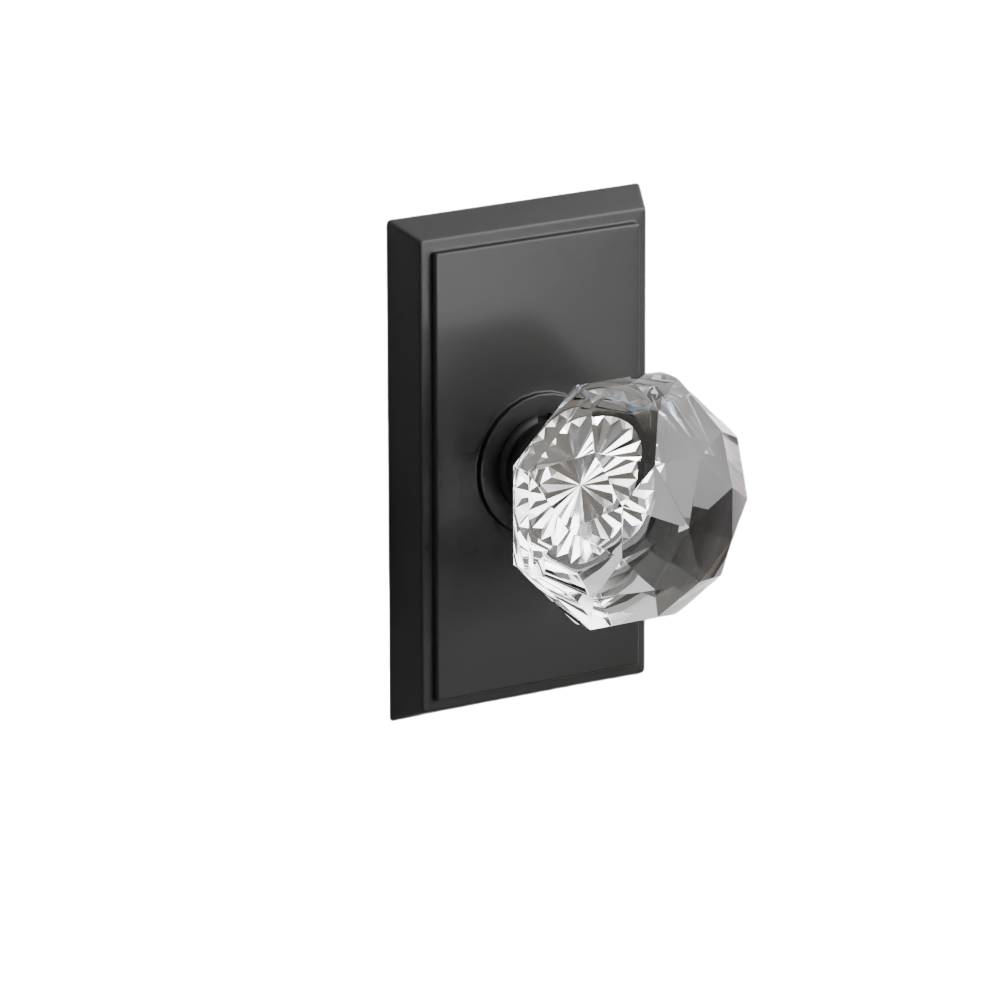 Emtek  Door Handle - Diamond Knob Rectangular Rosette - Glass