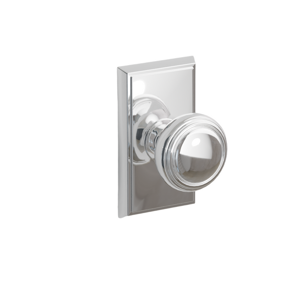 Emtek  Door Handle - Norwich Knob Rectangular Rosette - Classic Brass