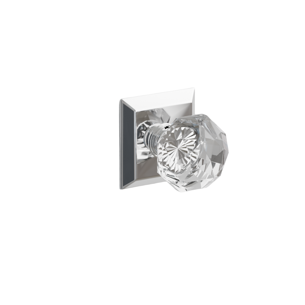 Emtek  Door Handle -  Diamond Knob Quincy Rosette - Glass
