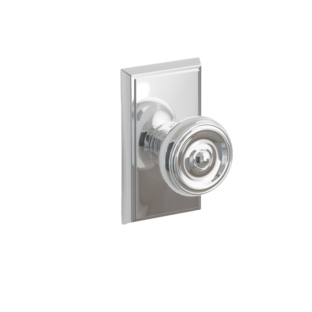 Emtek  Door Handle - Waverly Knob Rectangular Rosette - Classic Brass