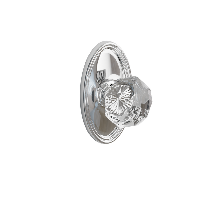 Emtek Door Handle - Diamond Knob Oval  Rosette - Glass