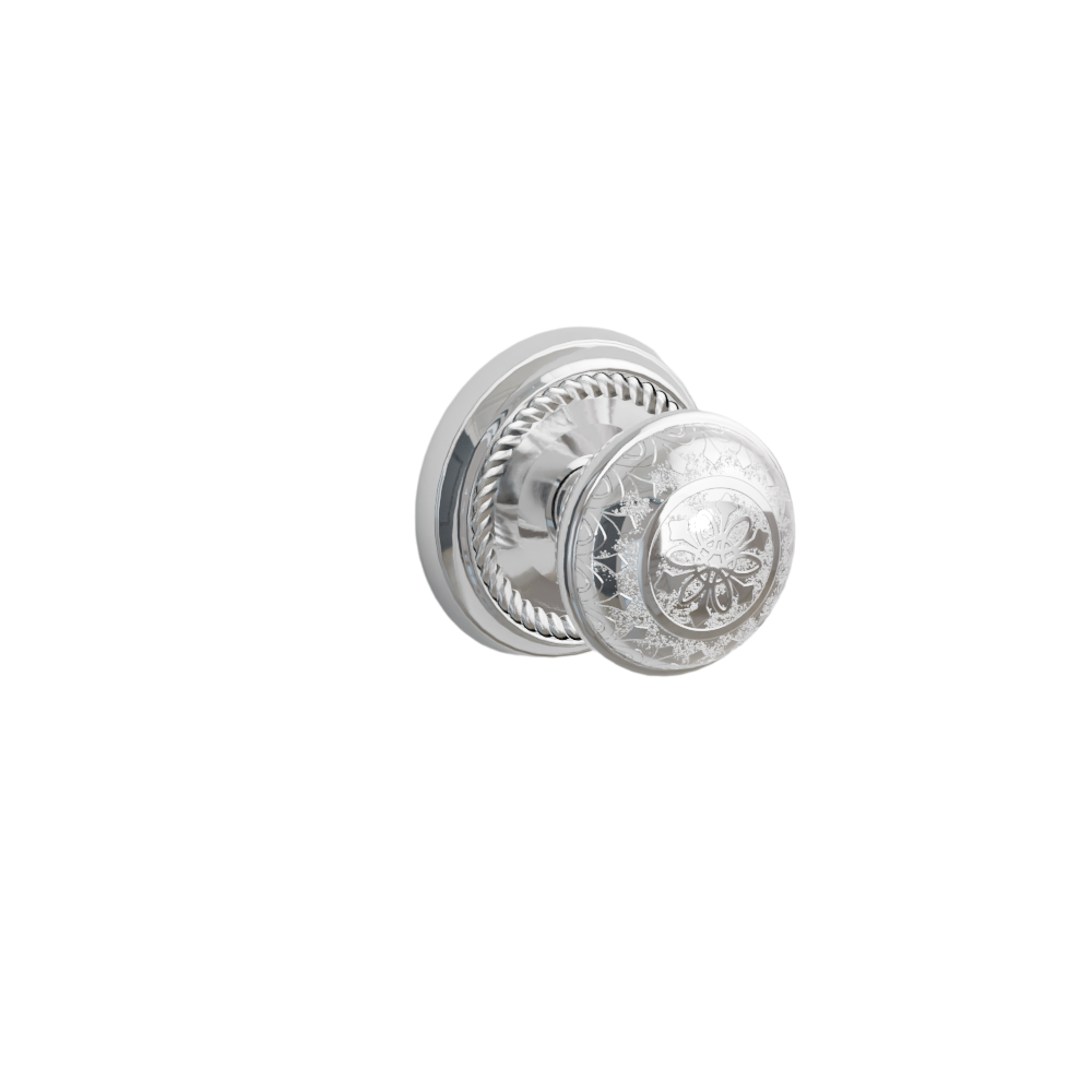 Emtek Door Handle - Lancaster Knob Rope  Rosette - Designer Brass