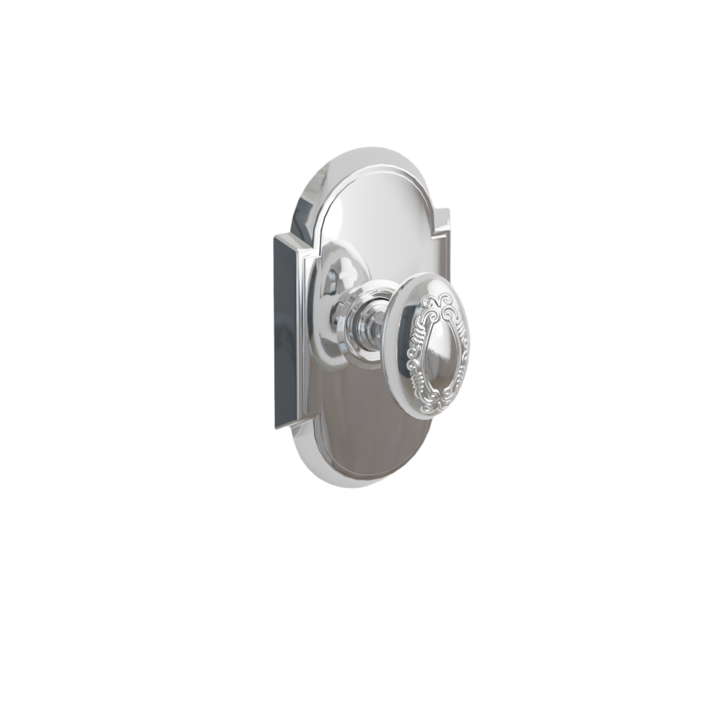 Emtek Door Handle - Victoria Knob #8 Rosette - Designer Brass