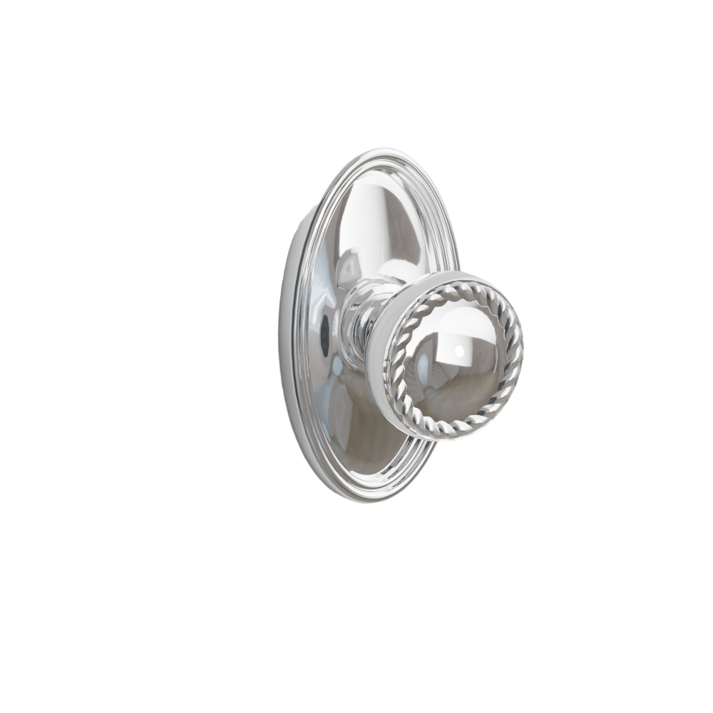 Emtek Door Handle - Rope Knob Oval Rosette - Designer Brass