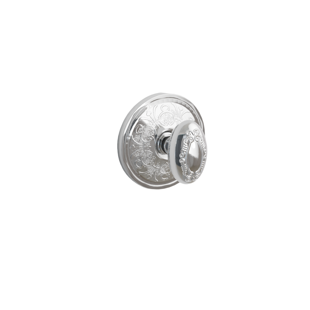 Emtek Door Handle - Victoria Knob Lancaster  Rosette - Designer Brass