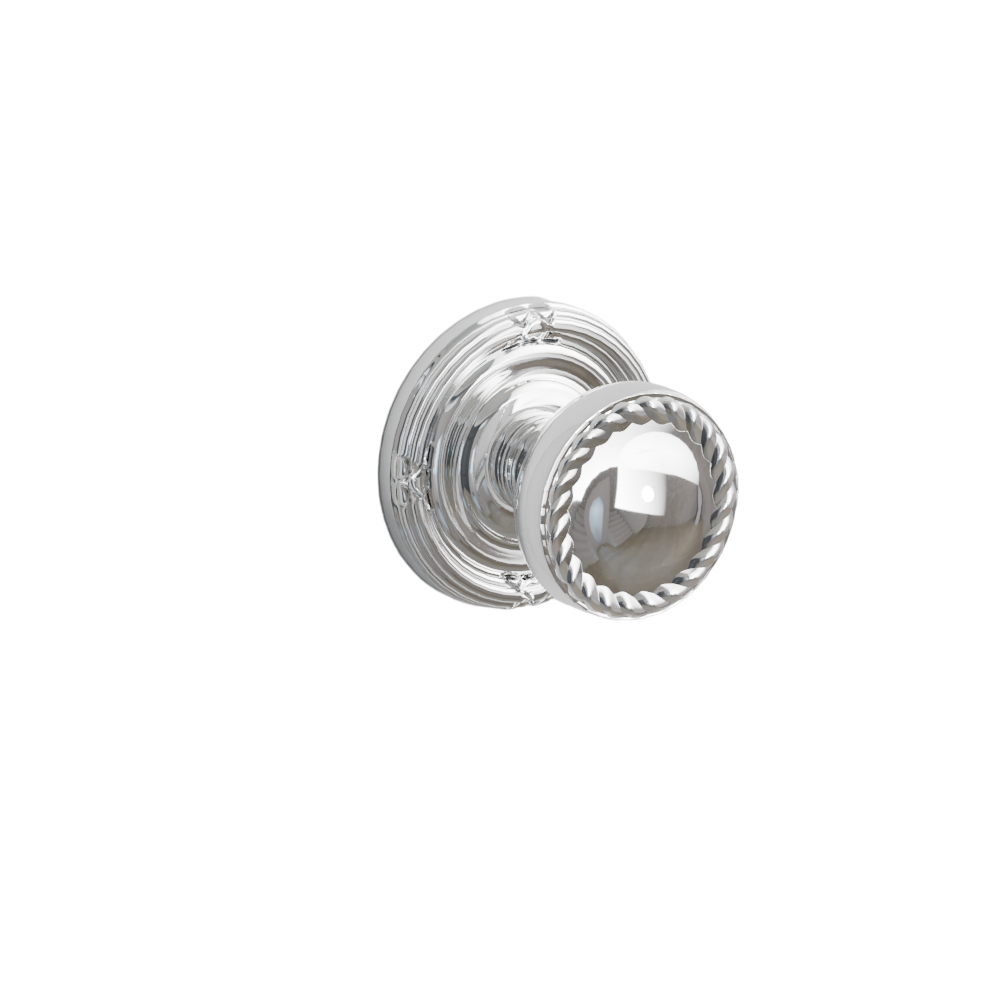 Emtek Door Handle - Rope Knob Ribbon & Reed Rosette - Designer Brass