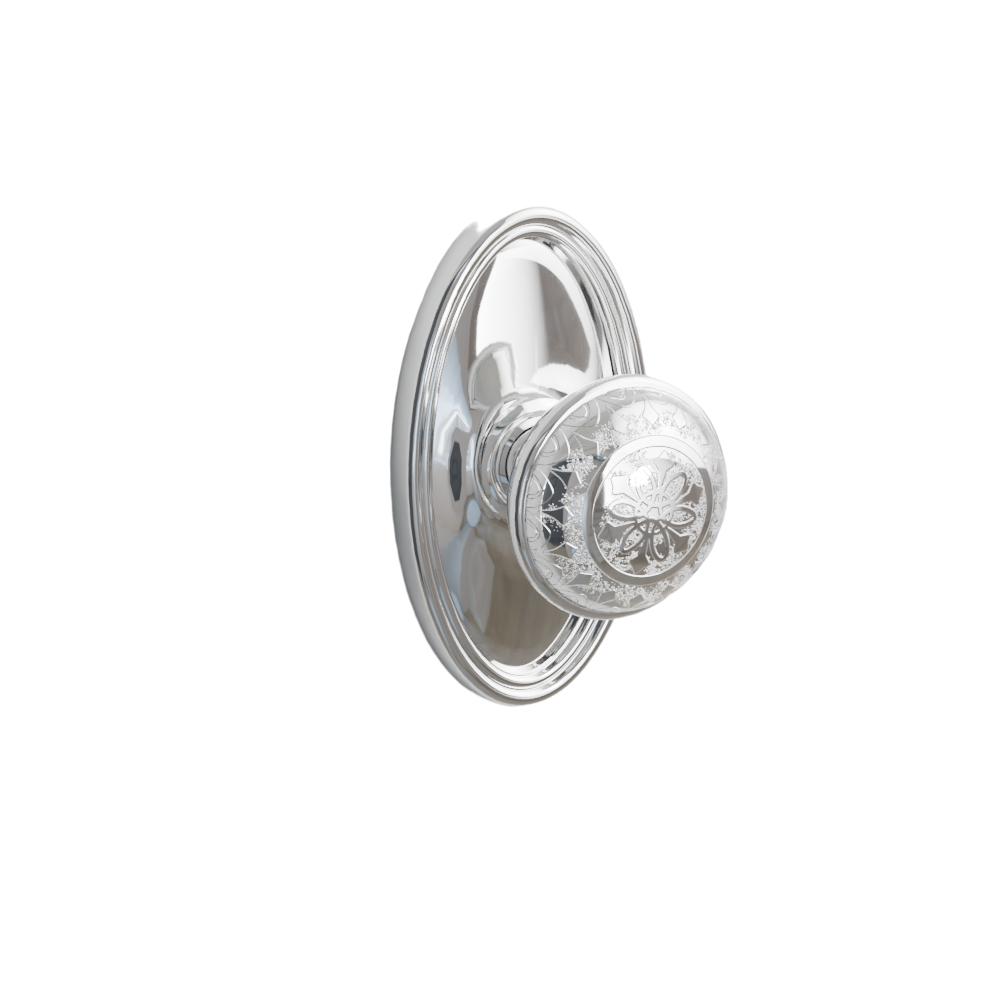 Emtek Door Handle - Lancaster  Knob Oval Rosette - Designer Brass