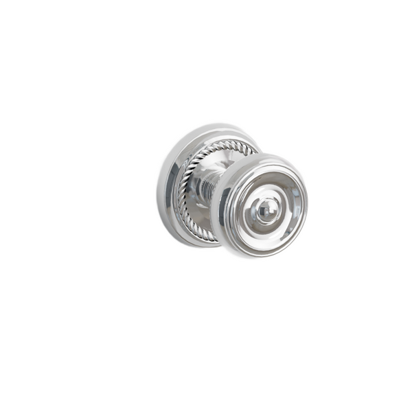 Emtek Door Handle - Waverly Knob Rope Rosette - Classic Brass