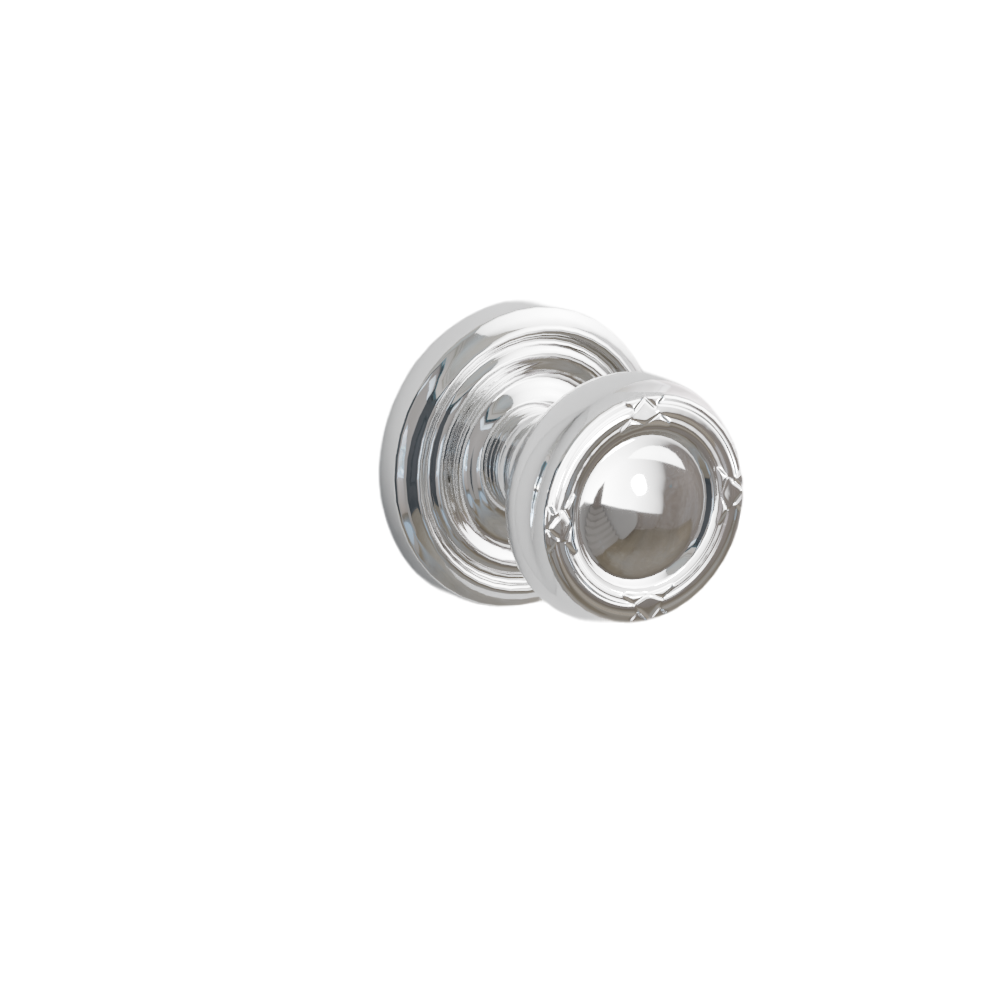 Emtek Door Handle - Ribbon & Reed  Knob Regular Rosette - Designer Brass