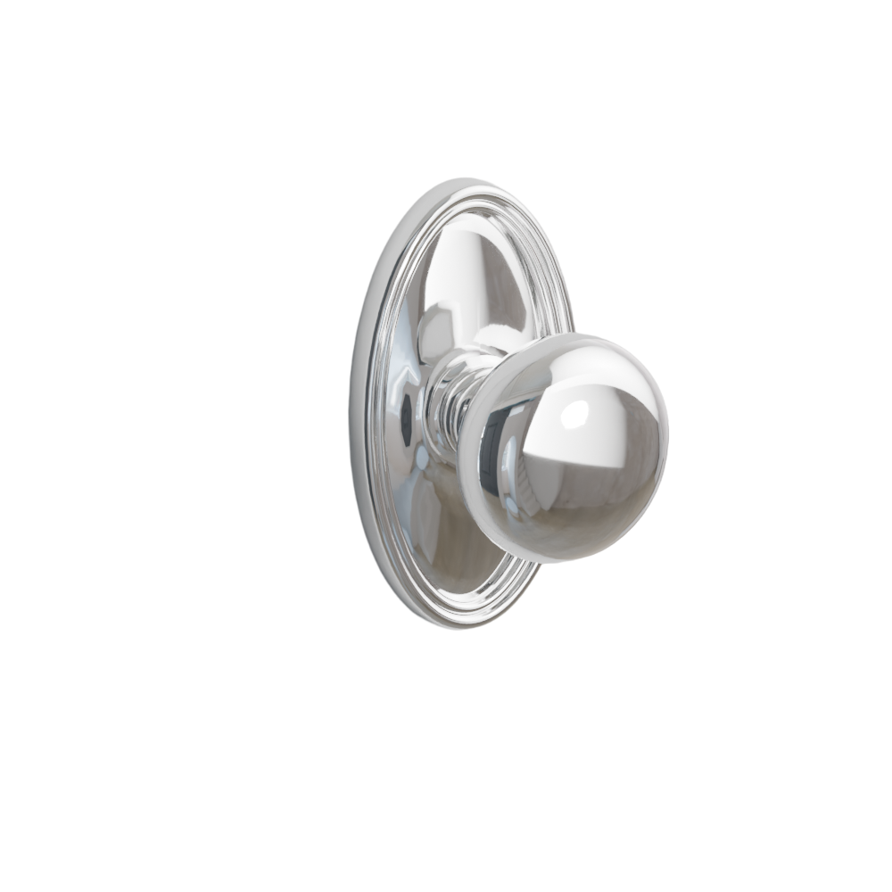 Emtek Door Handle - Providence Knob Oval Rosette - Classic Brass