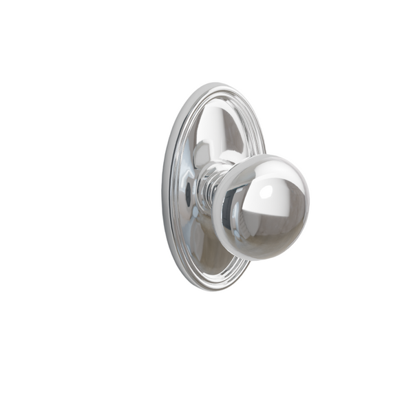 Emtek Door Handle - Providence Knob Oval Rosette - Classic Brass