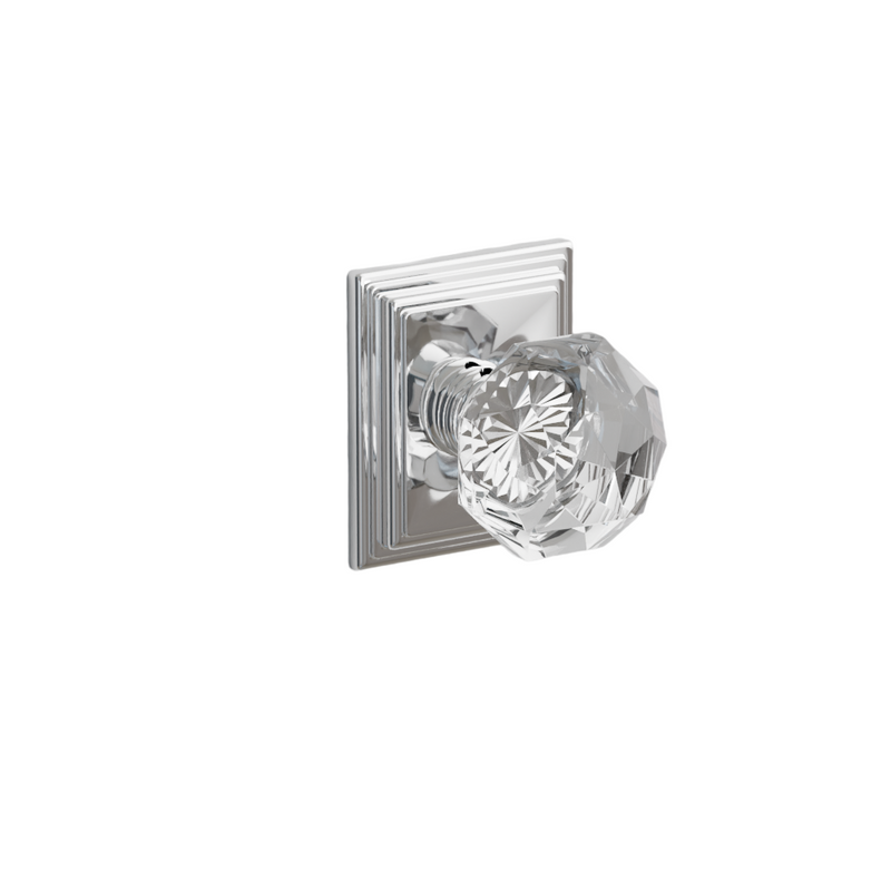 Emtek  Door Handle - Diamond Knob Wilshire Rosette - Glass