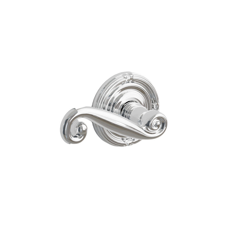 Emtek Door Handle - Rustic Lever Ribbon & Reed Rosette - Designer Brass