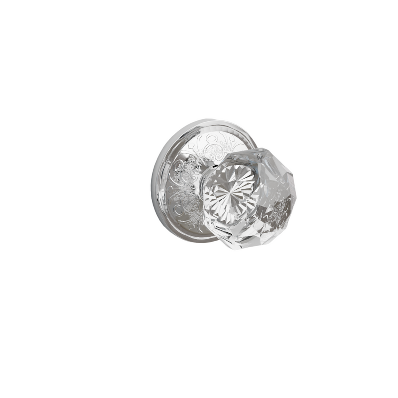 Emtek Door Handle - Diamond Knob Lancaster  Rosette - Glass