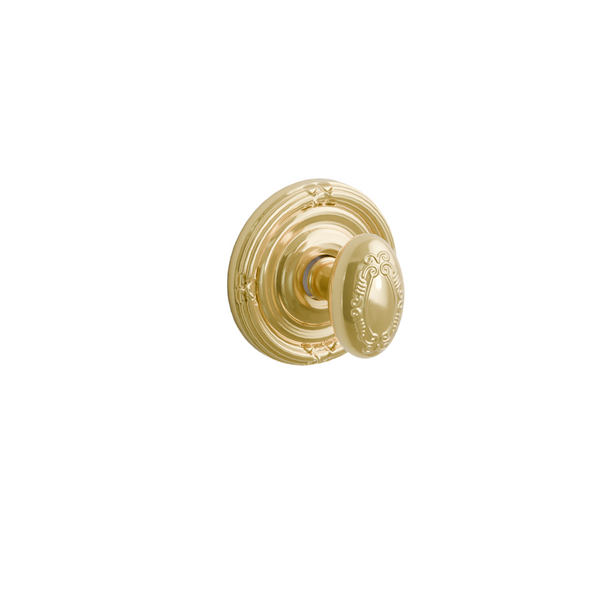 Emtek Door Handle - Victoria Knob Ribbon & Reed Rosette - Designer Brass