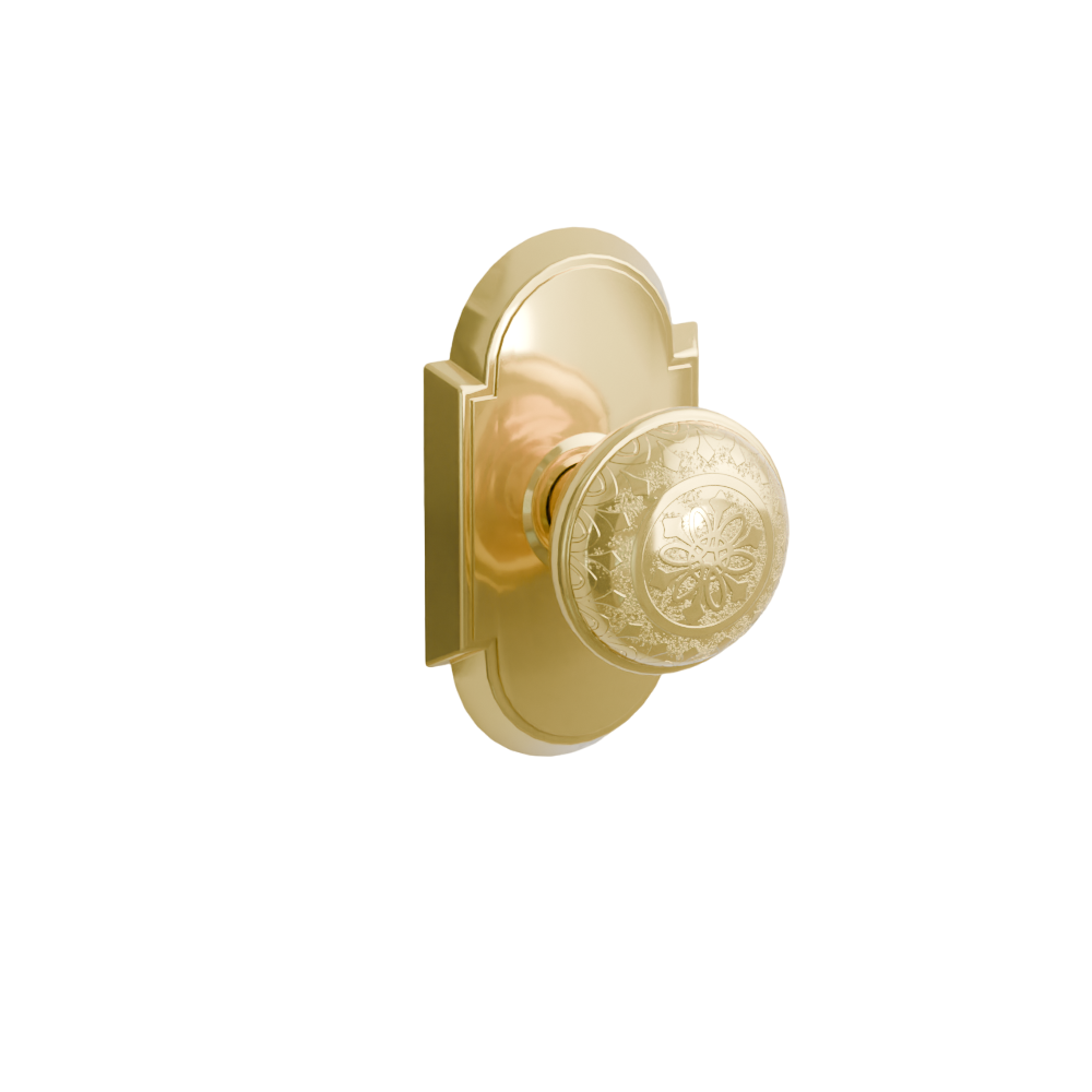 Emtek Door Handle - Lancaster  Knob #8 Rosette - Designer Brass