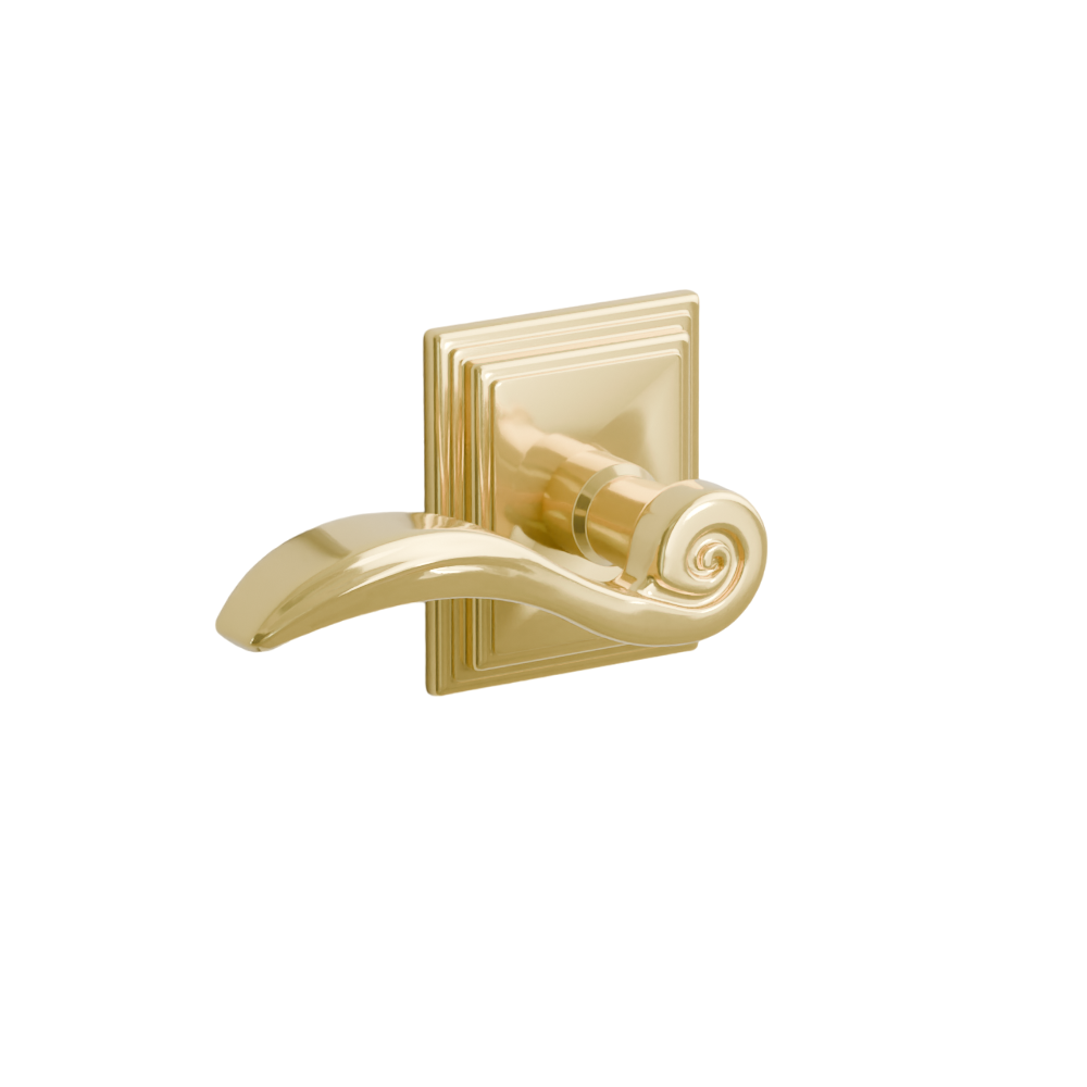Emtek  Door Handle - Elan Lever Wilshire Rosette - Designer Brass