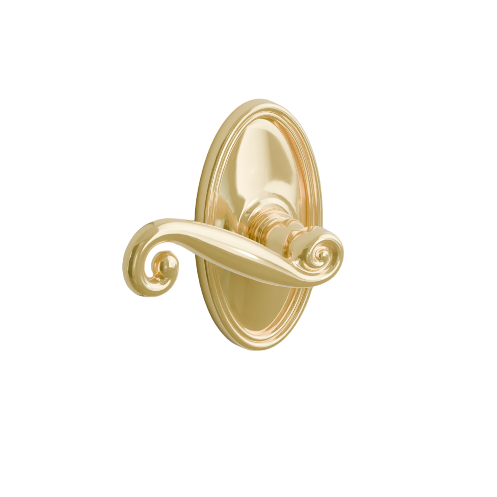 Emtek Door Handle - Rustic  Lever Oval Rosette - Designer Brass