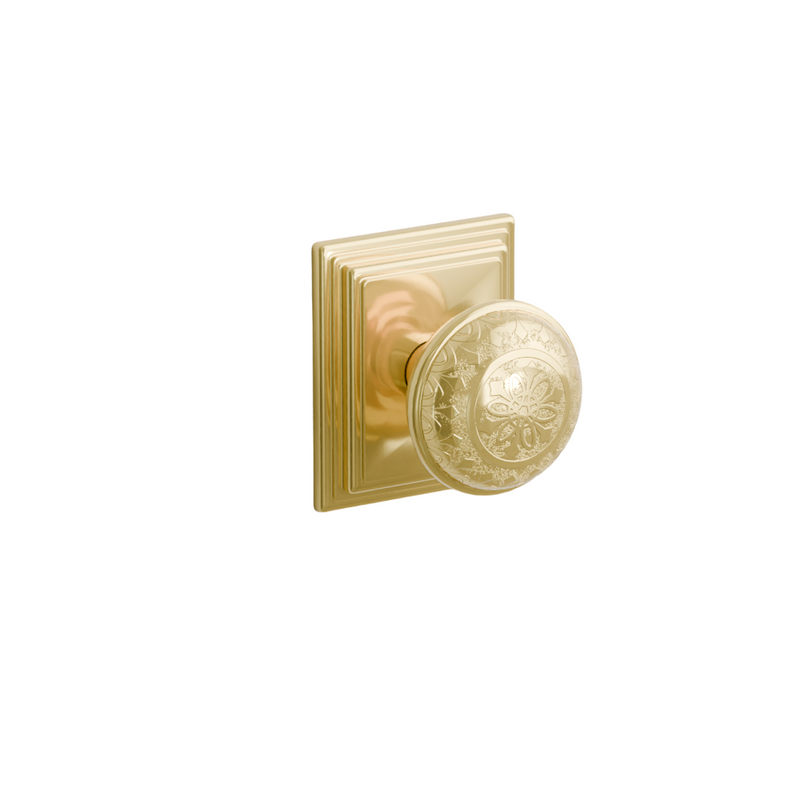 Emtek  Door Handle - Lancaster Knob Wilshire Rosette - Designer Brass