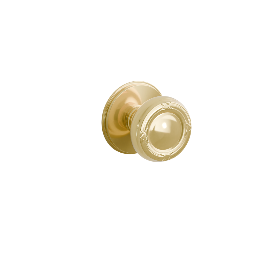 Emtek Door Handle - Ribbon & Reed  Knob Watford Rosette - Designer Brass
