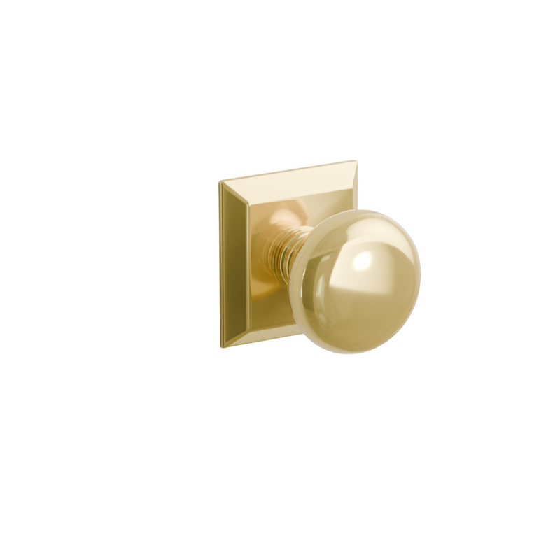 Emtek  Door Handle - Providence Knob Quincy Rosette - Classic Brass