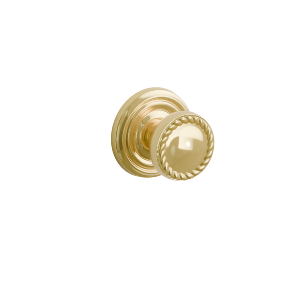 Emtek Door Handle - Rope Knob Regular Rosette - Designer Brass